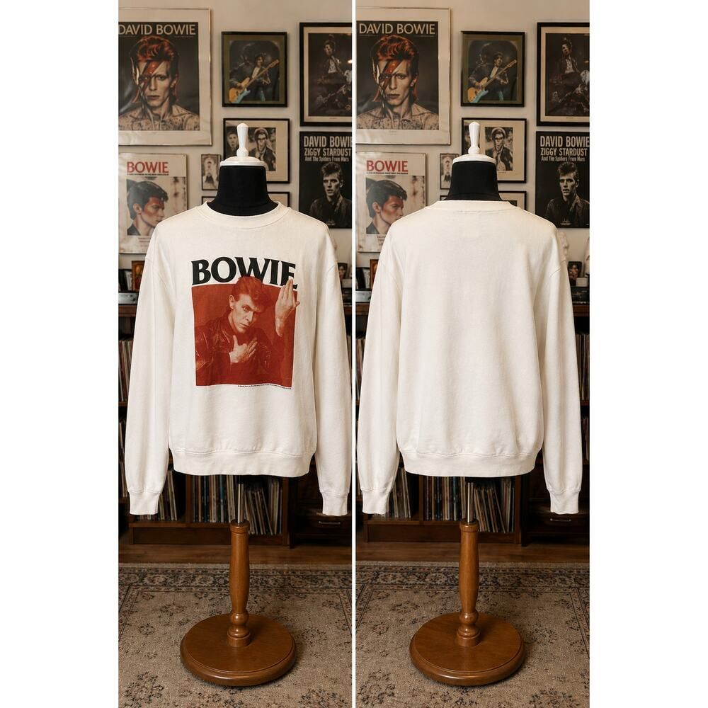 David Bowie 2018 Graphic Sweatshirt Crewneck White Size Large